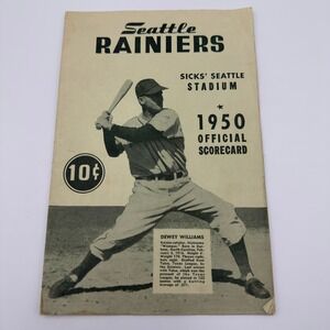 VTG 1950 Seattle Rainiers Official Scorecard Sicks Stadium Dewey Williams PCL